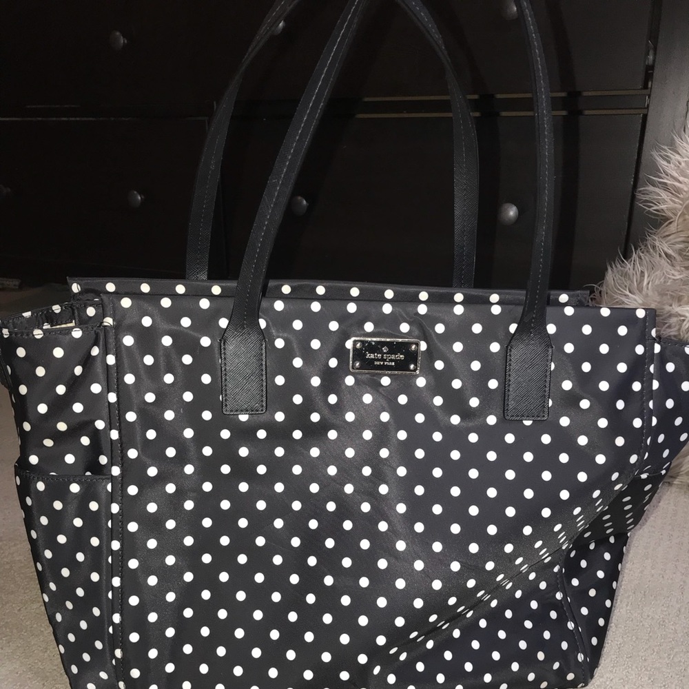 Kate Spade Black & White Polka Dot Weekender Bag